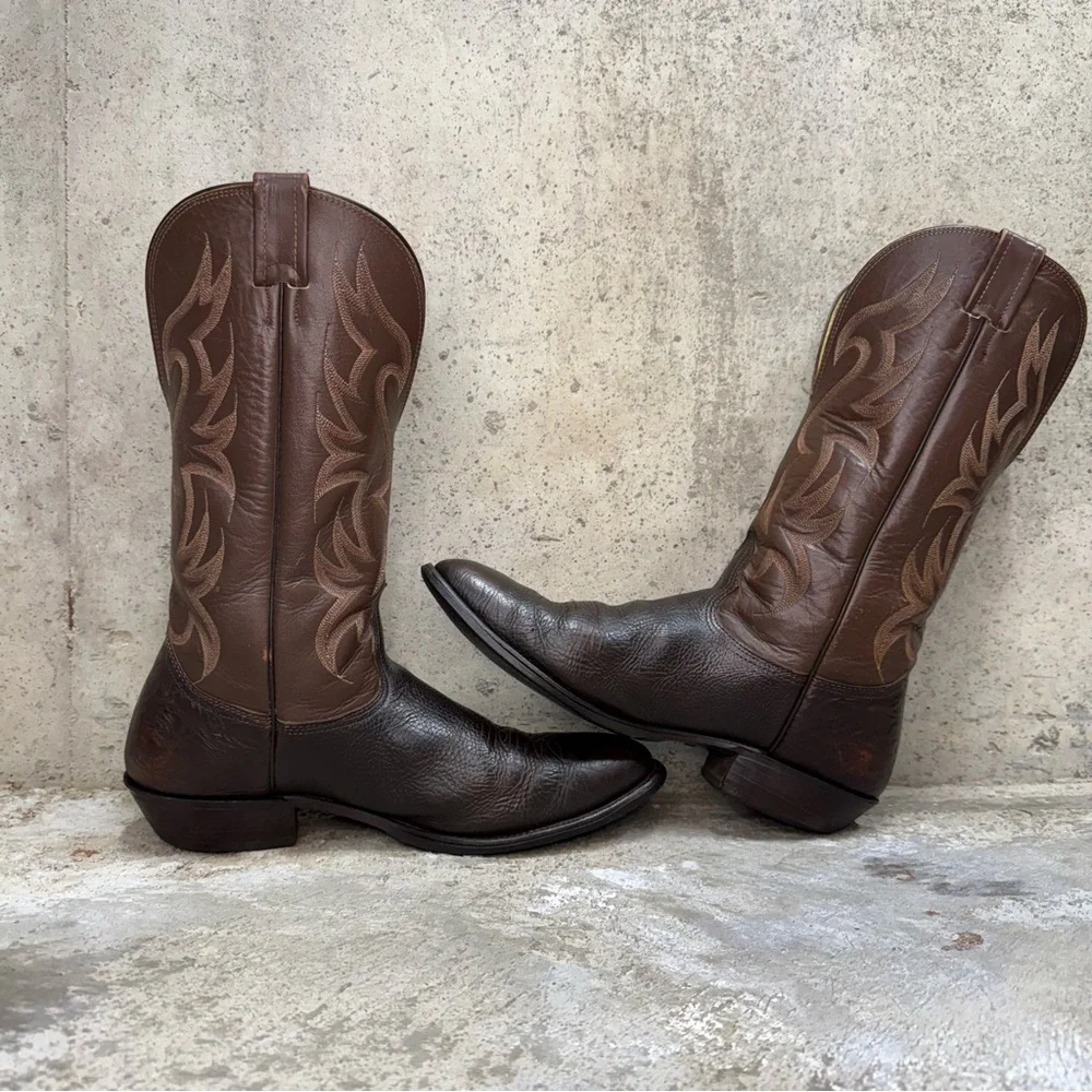 Vintage Nocona Cowboy Boots 11.5D USA Made Brown Western Leather